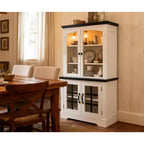 Buffet Cabinet with Glass Doors, Built-in Power Outlet, Sideboard for Kitchen Pantry
