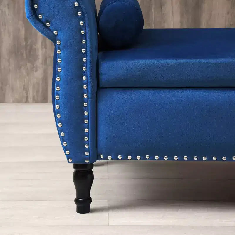 63 Storage Bench with Button Tufted & Pillow Velvet Upholstered End of Bed Bench with Wood Legs Entryway Bench for Living Room, Bedroom