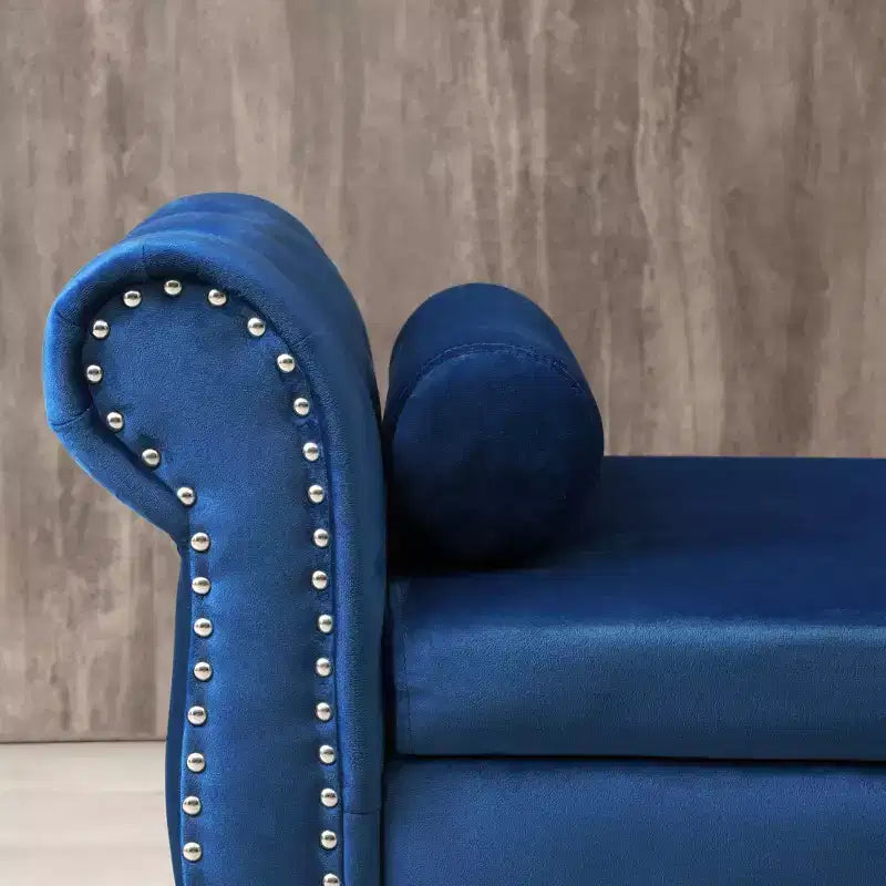 63 Storage Bench with Button Tufted & Pillow Velvet Upholstered End of Bed Bench with Wood Legs Entryway Bench for Living Room, Bedroom