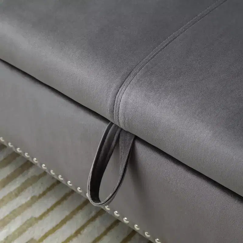63 Storage Bench with Button Tufted & Pillow Velvet Upholstered End of Bed Bench with Wood Legs Entryway Bench for Living Room, Bedroom