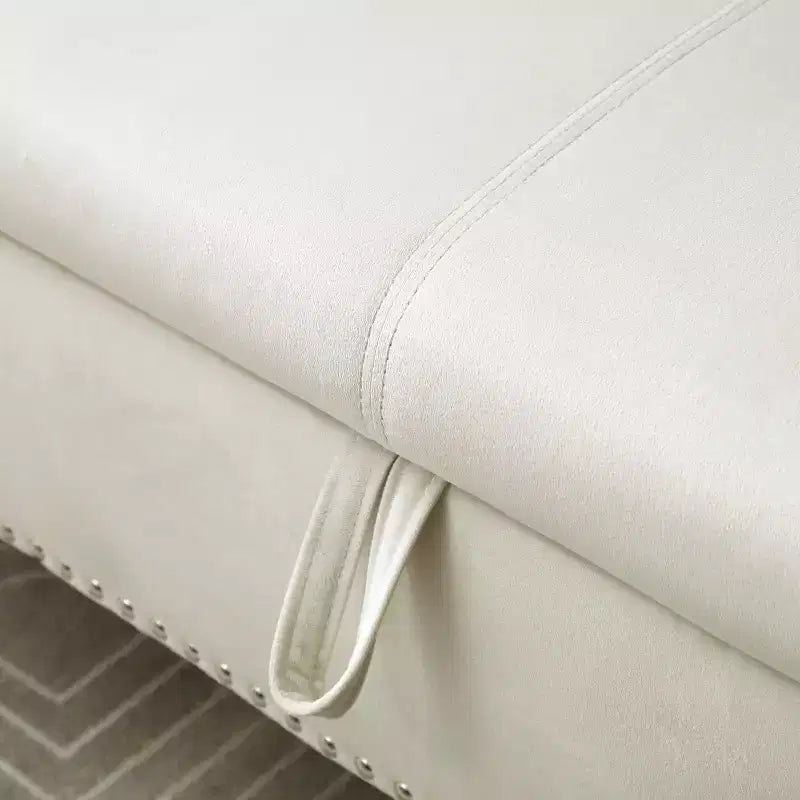 63 Storage Bench with Button Tufted & Pillow Velvet Upholstered End of Bed Bench with Wood Legs Entryway Bench for Living Room, Bedroom