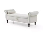 63 Storage Bench with Button Tufted & Pillow Velvet Upholstered End of Bed Bench with Wood Legs Entryway Bench for Living Room, Bedroom