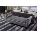 63 Storage Bench with Button Tufted & Pillow Velvet Upholstered End of Bed Bench with Wood Legs Entryway Bench for Living Room, Bedroom