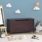 Kids Wooden Toy Box Storage with Safety Hinged Lid for Ages 2+ (Coffee)