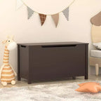 Kids Wooden Toy Box Storage with Safety Hinged Lid for Ages 2+ (Coffee)