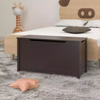Kids Wooden Toy Box Storage with Safety Hinged Lid for Ages 2+ (Coffee)