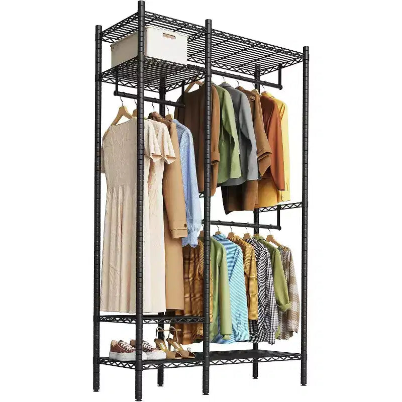 Heavy Duty Clothes Rack, Clothing Racks for Hanging Clothes, Freestanding Garment Racks with Shelves, Adjustable Closet Racks, Max Load 1000LBS