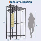Heavy Duty Clothes Rack, Clothing Racks for Hanging Clothes, Freestanding Garment Racks with Shelves, Adjustable Closet Racks, Max Load 1000LBS
