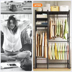 Heavy Duty Clothes Rack, Clothing Racks for Hanging Clothes, Freestanding Garment Racks with Shelves, Adjustable Closet Racks, Max Load 1000LBS