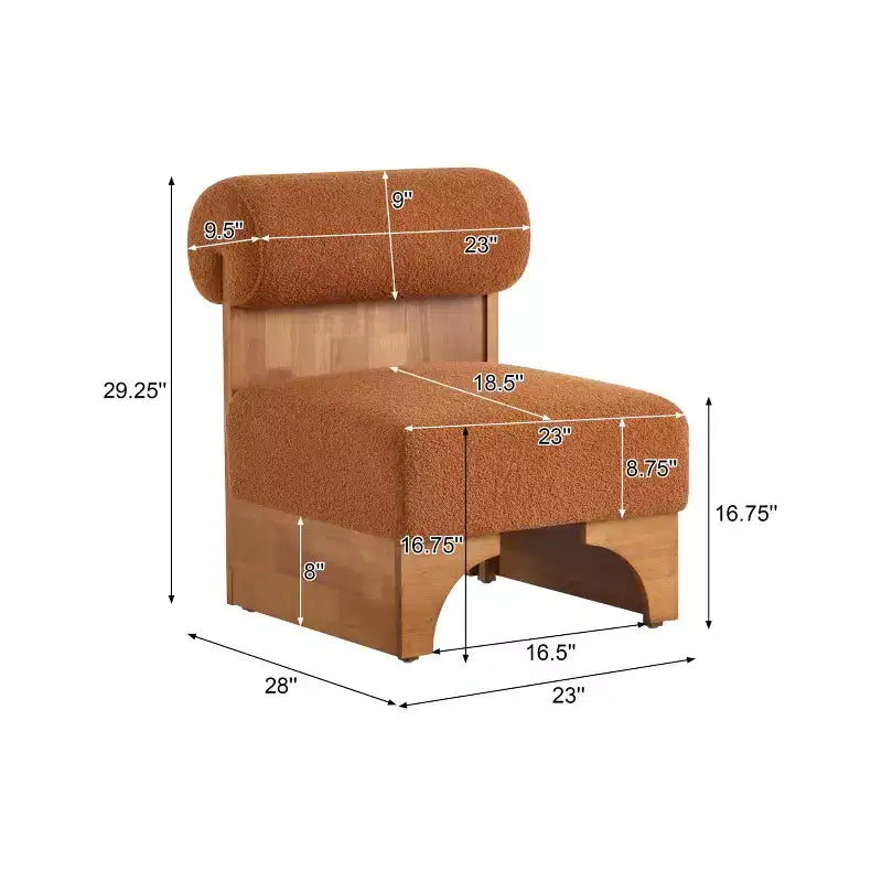 Modern Boucle Upholstered Accent Chair with Rolled Backrest and Solid Wood Frame for Living Room, Bedroom, or Office