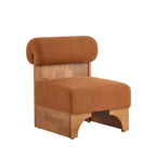 Modern Boucle Upholstered Accent Chair with Rolled Backrest and Solid Wood Frame for Living Room, Bedroom, or Office
