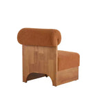 Modern Boucle Upholstered Accent Chair with Rolled Backrest and Solid Wood Frame for Living Room, Bedroom, or Office