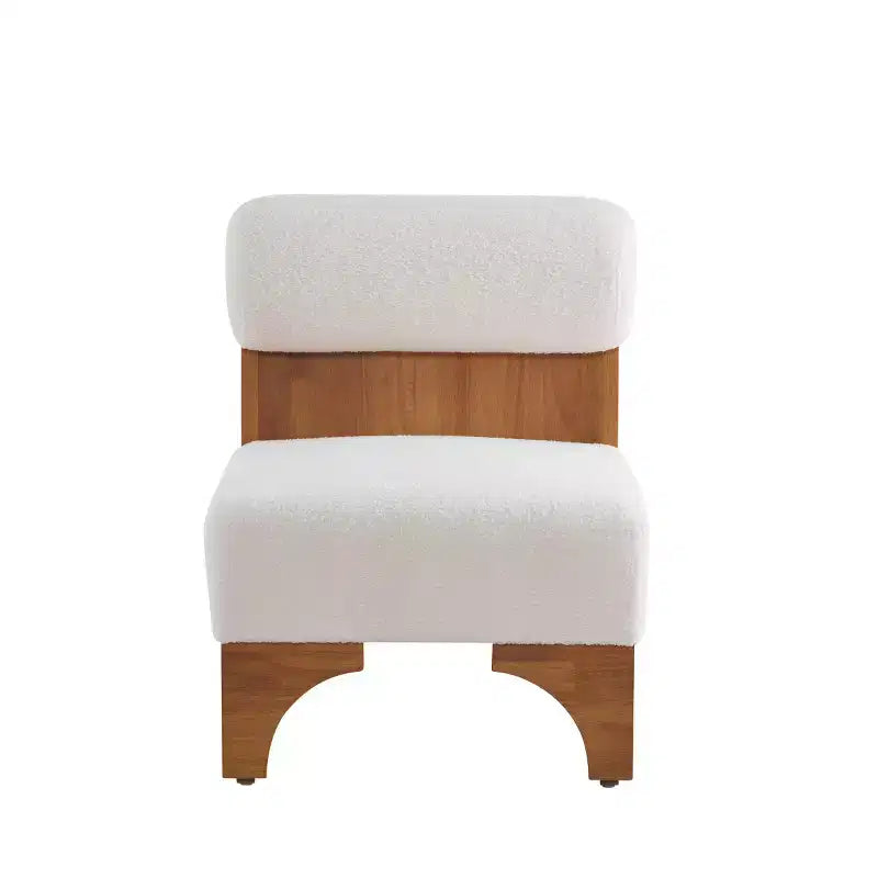 Modern Boucle Upholstered Accent Chair with Rolled Backrest and Solid Wood Frame for Living Room, Bedroom, or Office