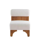 Modern Boucle Upholstered Accent Chair with Rolled Backrest and Solid Wood Frame for Living Room, Bedroom, or Office