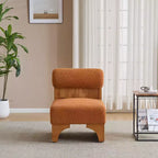 Modern Boucle Upholstered Accent Chair with Rolled Backrest and Solid Wood Frame for Living Room, Bedroom, or Office