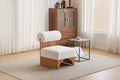 Modern Boucle Upholstered Accent Chair with Rolled Backrest and Solid Wood Frame for Living Room, Bedroom, or Office-Panipeachy