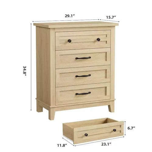 34.8 Tall 4-Drawer Dresser, Freestanding Vertical Storage Chest for Bedroom and Living Room