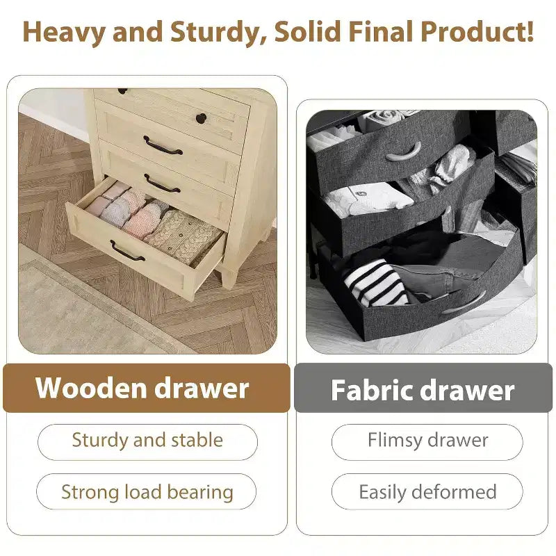34.8 Tall 4-Drawer Dresser, Freestanding Vertical Storage Chest for Bedroom and Living Room