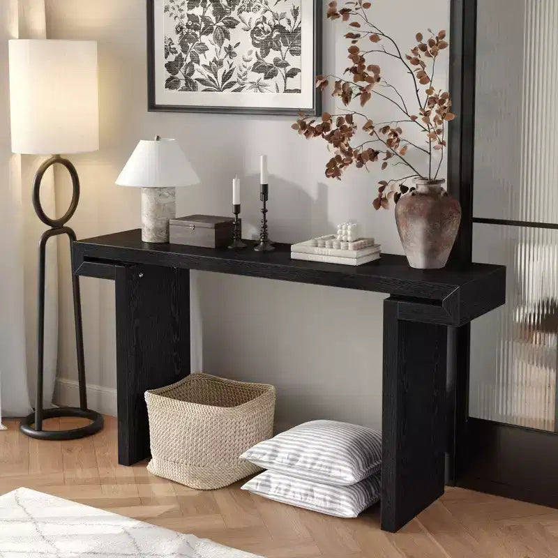 60IN Rustic Farmhouse Console Table, Narrow Entryway Table Distressed Wood Finish Sofa Side Table for Living Room, Hallway