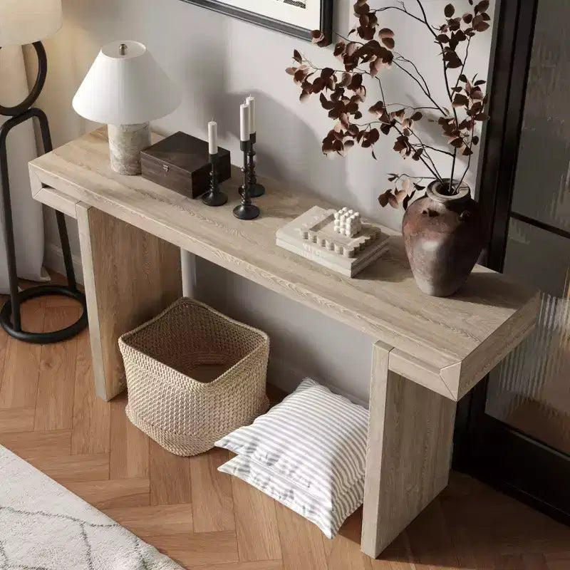 60IN Rustic Farmhouse Console Table, Narrow Entryway Table Distressed Wood Finish Sofa Side Table for Living Room, Hallway