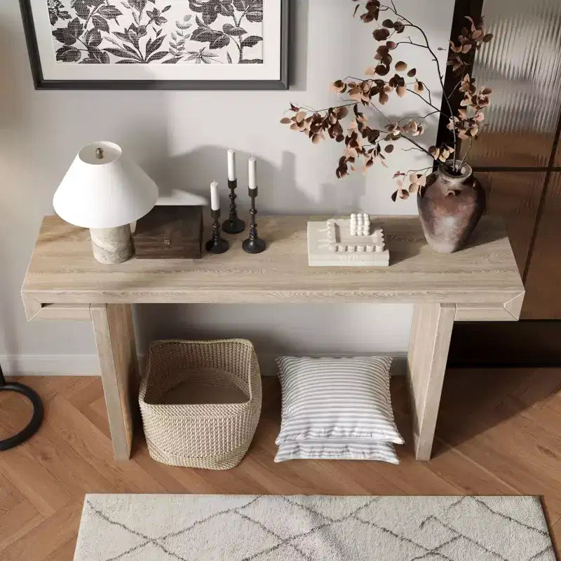 60IN Rustic Farmhouse Console Table, Narrow Entryway Table Distressed Wood Finish Sofa Side Table for Living Room, Hallway