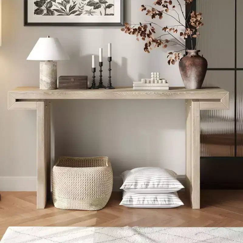 60IN Rustic Farmhouse Console Table, Narrow Entryway Table Distressed Wood Finish Sofa Side Table for Living Room, Hallway