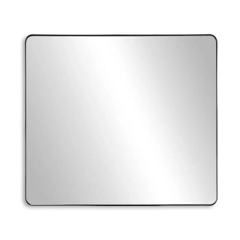 Rectangle Bathroom Mirror, 40x36 Black Aluminum Framed Large Vanity Mirror with Tempered Glass