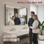 Rectangle Bathroom Mirror, 40x36 Black Aluminum Framed Large Vanity Mirror with Tempered Glass