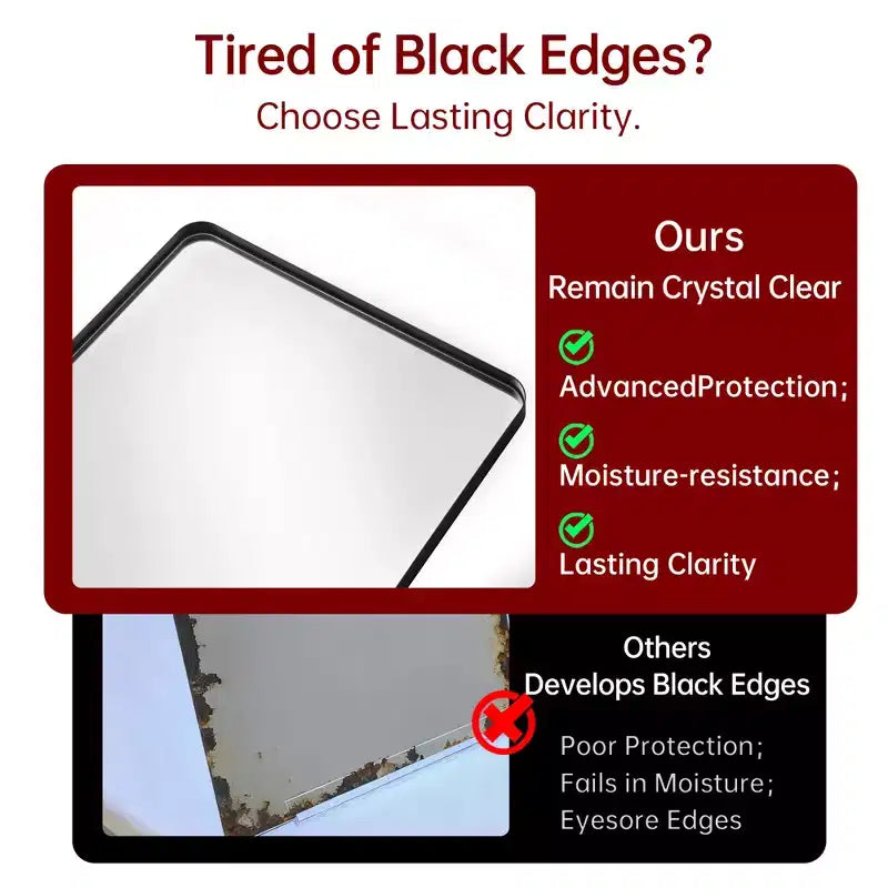 Rectangle Bathroom Mirror, 40x36 Black Aluminum Framed Large Vanity Mirror with Tempered Glass