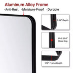 Rectangle Bathroom Mirror, 40x36 Black Aluminum Framed Large Vanity Mirror with Tempered Glass