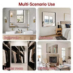 Rectangle Bathroom Mirror, 40x36 Black Aluminum Framed Large Vanity Mirror with Tempered Glass