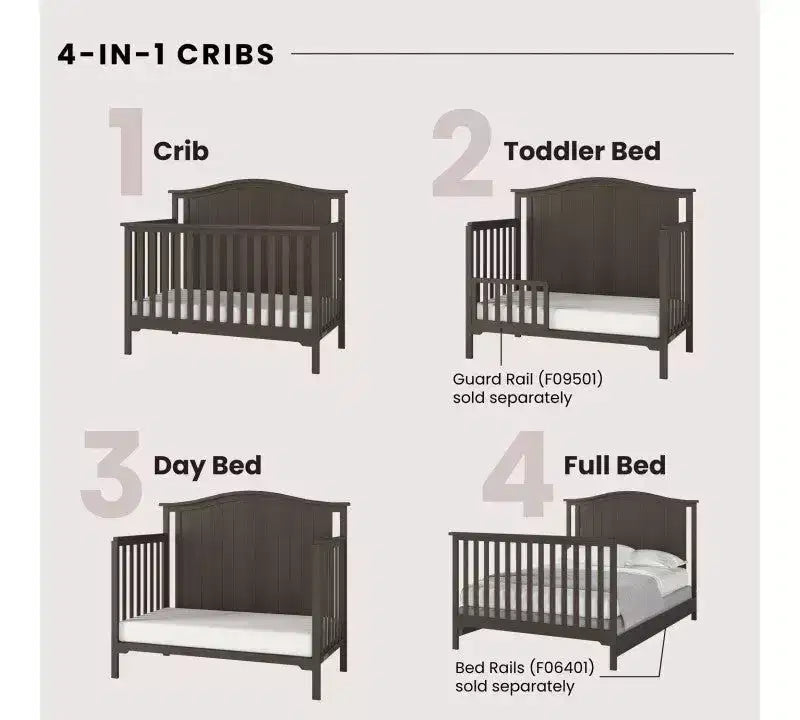 Crib and Changing Table Nursery Set, 3-Piece, Includes 4-in-1 Convertible Crib and Changing Table