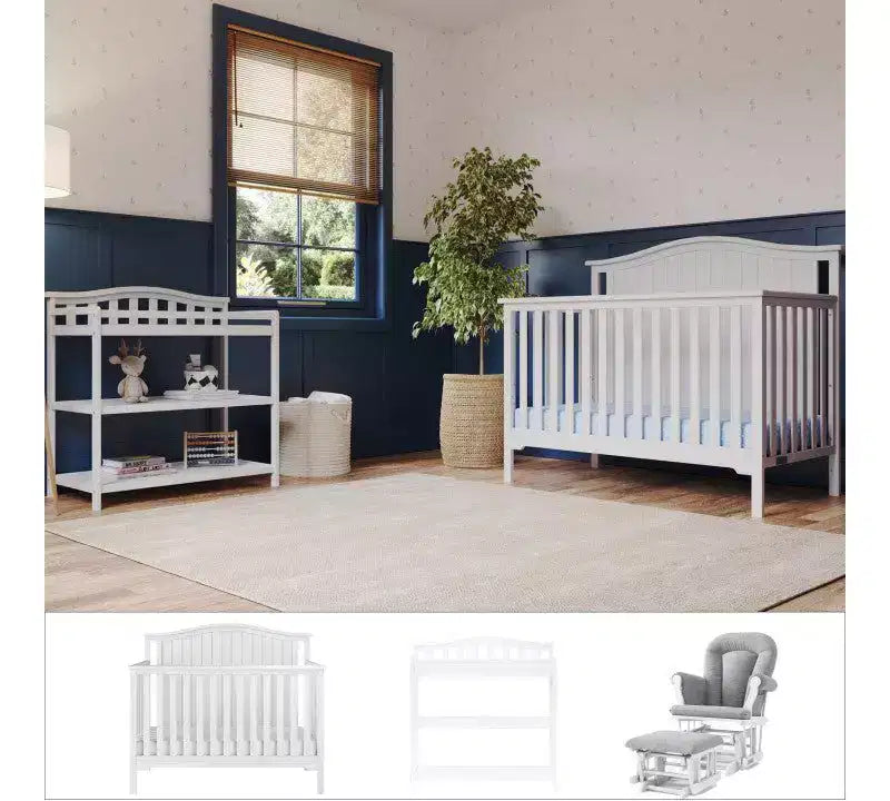 Child Craft Hampton Arch Top Crib and Changing Table Nursery Set, 3-Piece, Includes 4-in-1 Convertible Crib and Changing Table