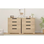 4 Drawer Dresser for Bedroom, Natural Chest of Drawers with Embedded Handles Design, Wooden Dresser Organizer for Living Room, Nursery, Entryway