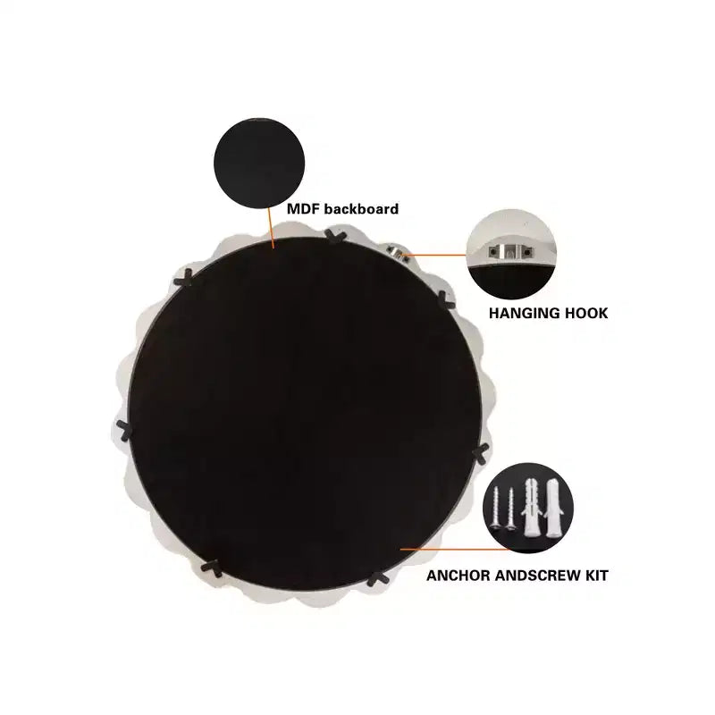 Modern Scalloped Round Wall Mirror