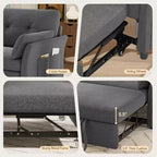 Sleeper Sofa with Pull-Out Bed,3-in-1 Chenille Convertible Loveseat Sofa Bed,Reclining Backrest and Side Pocket,Tool-Free Assembly
