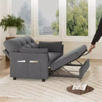 Sleeper Sofa with Pull-Out Bed,3-in-1 Chenille Convertible Loveseat Sofa Bed,Reclining Backrest and Side Pocket,Tool-Free Assembly