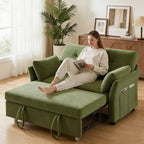 Sleeper Sofa with Pull-Out Bed,3-in-1 Chenille Convertible Loveseat Sofa Bed,Reclining Backrest and Side Pocket,Tool-Free Assembly