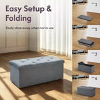 Foldable Storage Ottoman Bench,Soft Linen Fabric Bench for Storage & Seating,30 Footrest Bench for Living Room,250lbs Capacity
