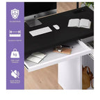 57 Inch Computer Desk With File Cabinet, Keyboard Tray Black & White Steel Office Desk With 5 Drawers, Executive Desk With Power Outlets