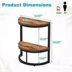 Half-Moon End Table,Minimalist Small Side Table for Couch & Bedside,23.6 Height,Brown+Black