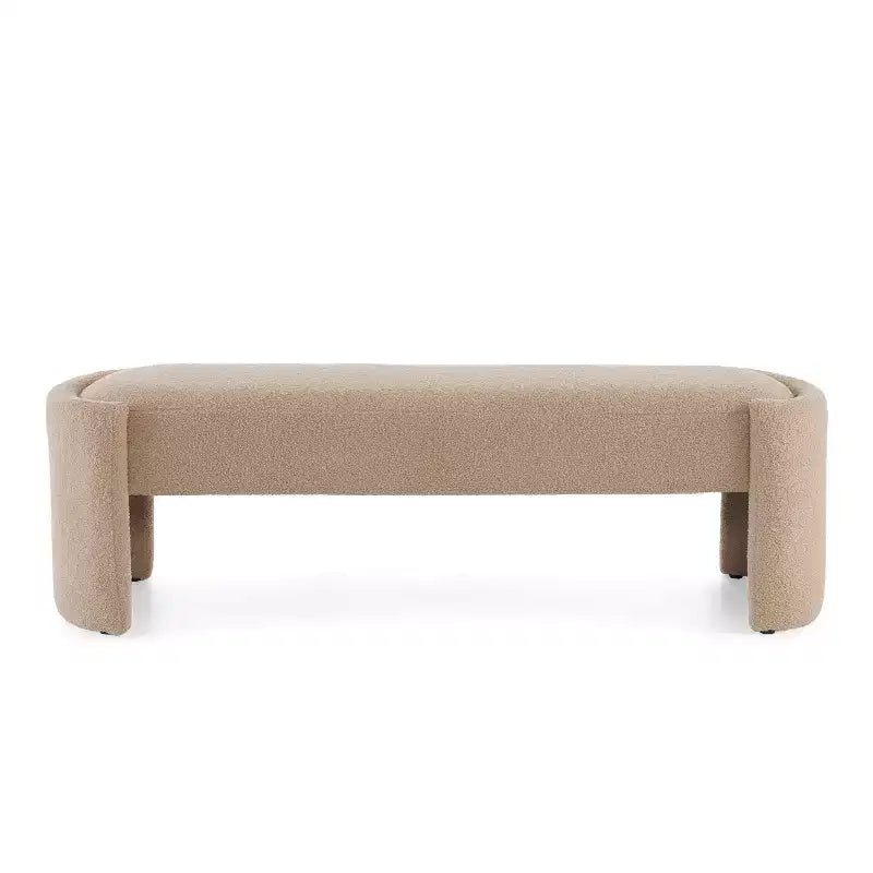 Ottoman Bench, Upholstered Minimalist Footstool with Wood Frame, End of Bed/Entryway/Bedroom/Living Room/Home Office Bench