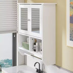Bathroom Wall Cabinet with Sensor Light, Wall Mounted Medicine Cabinet with Storage Shelves and Towel Bar for Bathroom or Laundry Room, White
