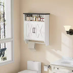 Bathroom Wall Cabinet with Sensor Light, Wall Mounted Medicine Cabinet with Storage Shelves and Towel Bar for Bathroom or Laundry Room, White