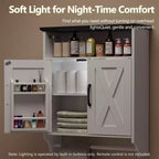 Bathroom Wall Cabinet with Sensor Light, Wall Mounted Medicine Cabinet with Storage Shelves and Towel Bar for Bathroom or Laundry Room, White
