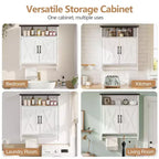 Bathroom Wall Cabinet with Sensor Light, Wall Mounted Medicine Cabinet with Storage Shelves and Towel Bar for Bathroom or Laundry Room, White