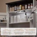 Bathroom Wall Cabinet with Sensor Light, Wall Mounted Medicine Cabinet with Storage Shelves and Towel Bar for Bathroom or Laundry Room, White