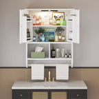 Bathroom Wall Cabinet with Sensor Light, Wall Mounted Medicine Cabinet with Storage Shelves and Towel Bar for Bathroom or Laundry Room, White