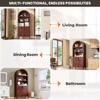 Arched Bookcase with Doors - 5-Tier Open Display Shelf, Modern Bookshelf Storage Cabinet for Home Office Living Room Library