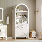 Arched Bookcase with Doors - 5-Tier Open Display Shelf, Modern Bookshelf Storage Cabinet for Home Office Living Room Library